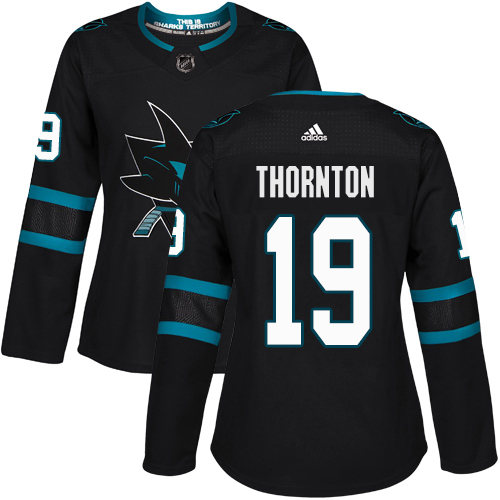Adidas Sharks #19 Joe Thornton Black Alternate Authentic Women's Stitched NHL Jersey